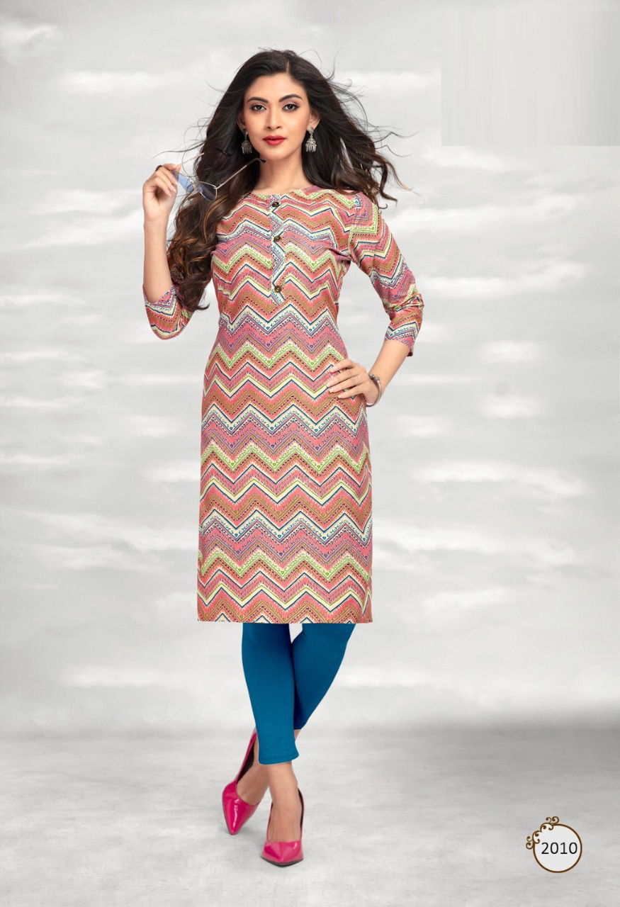 Traditional 2 Cotton Regular Wear Printed Designer Kurti Collection